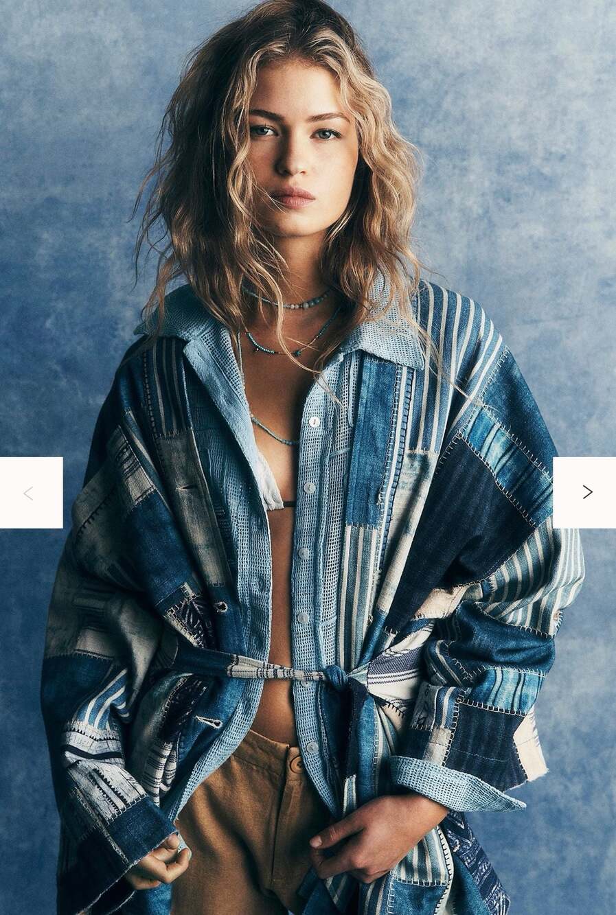 Free People Indigo Patchwork Kimono Jacket Siize Small NWT RETAIL $398